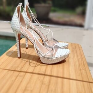Shutz Wrap Tie Elegant White Stiletto Heels
